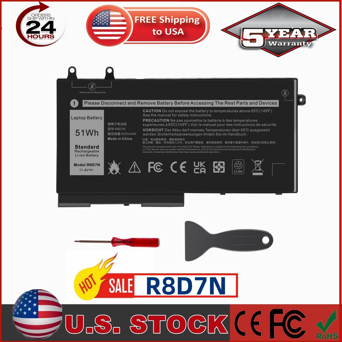 🔥LOT 20 R8D7N Battery For Dell Precision 3540 3550 Latitude 5400 5500 5510 5410