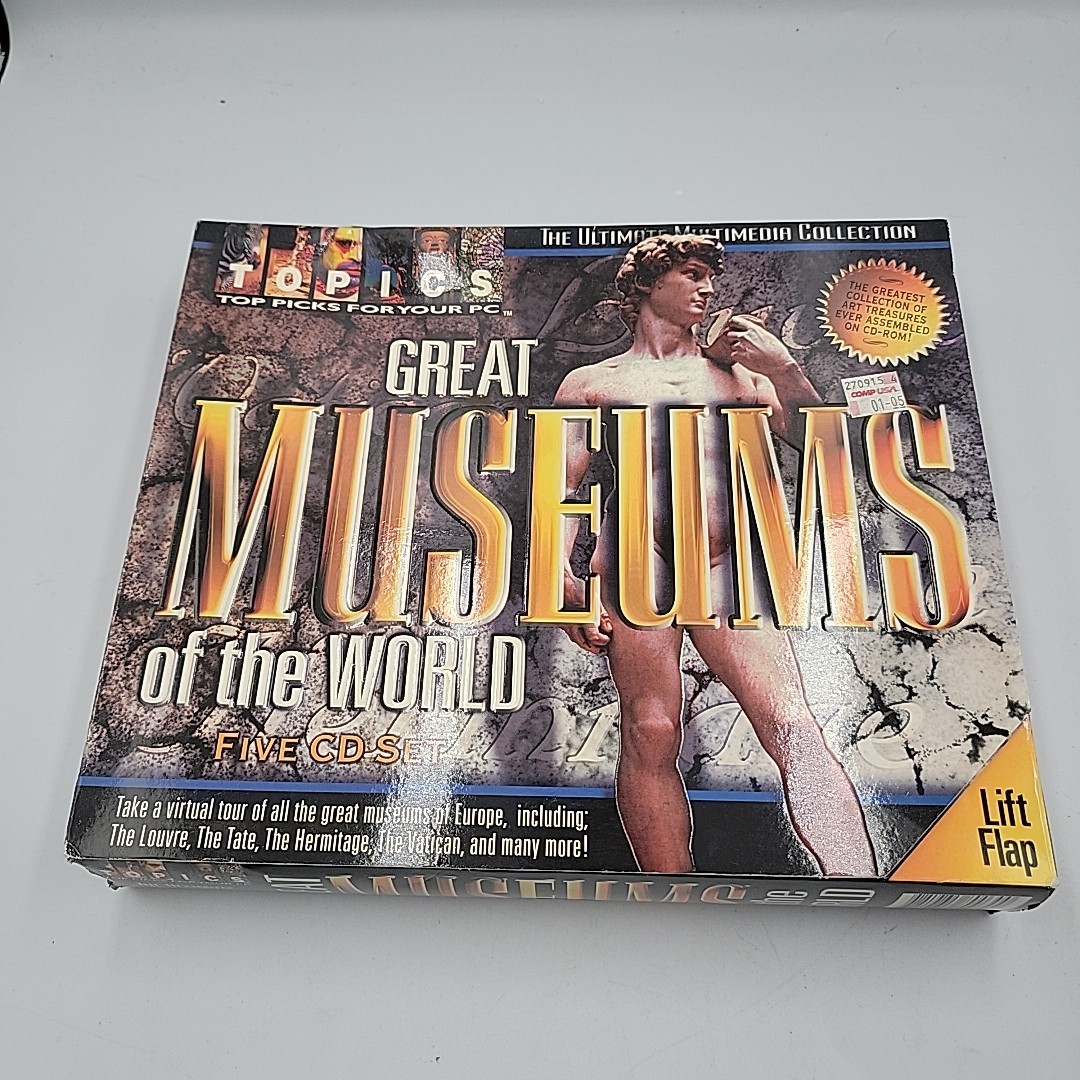SEALED Great Museums Of The World, 1999 Big Box PC, CounterTop Software CD Win95