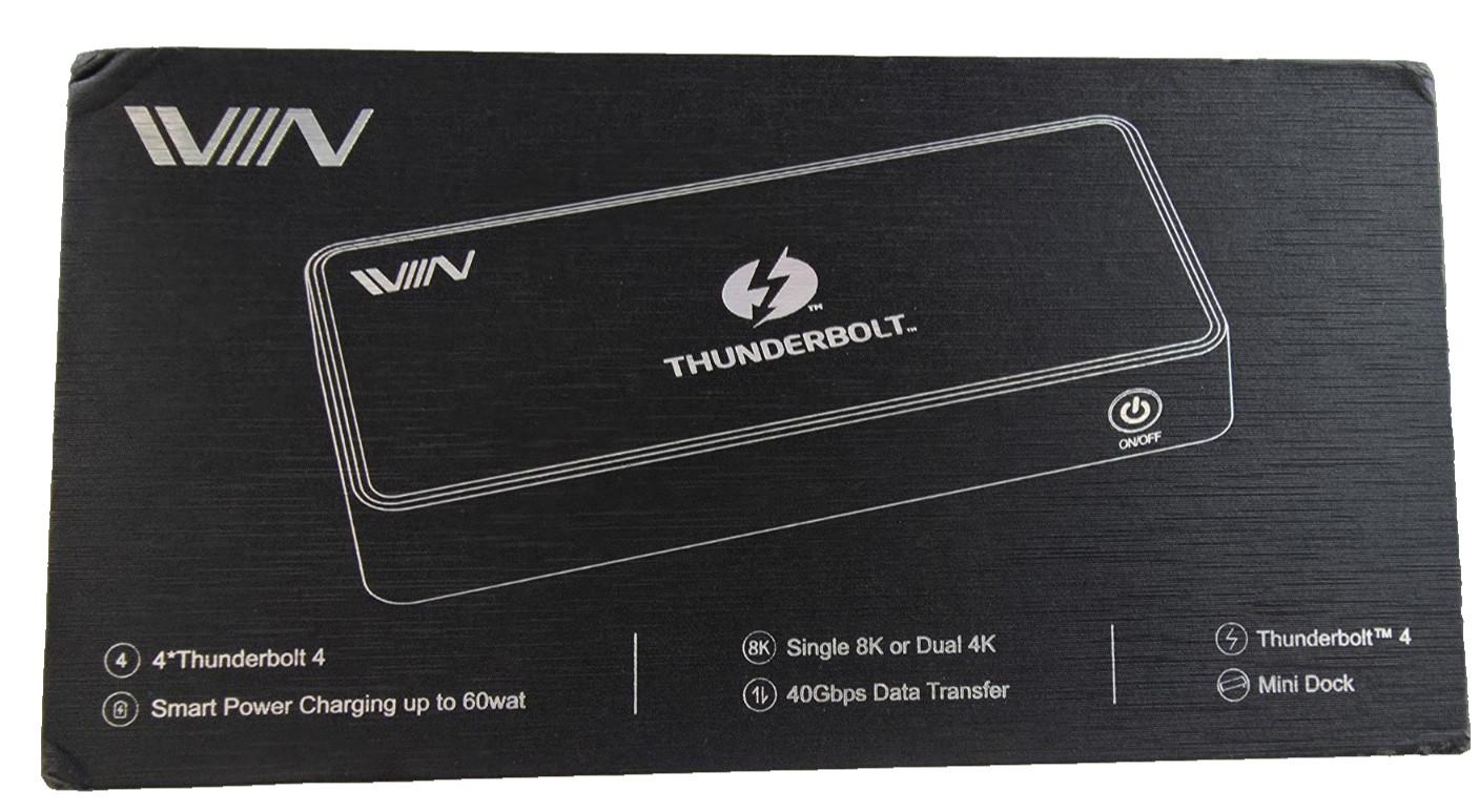 Thunderbolt IVIIN 4 Docking Station Dual Monitor 4K or Single 8K 60 wat