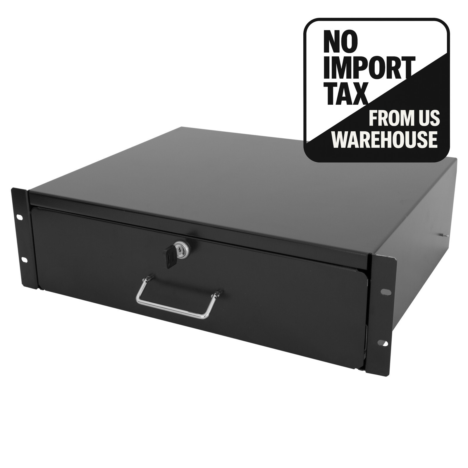 New 3U Drawer Rack Mount DJ 19" Rack Case Equipment Deep Drawer 3Space Lockable