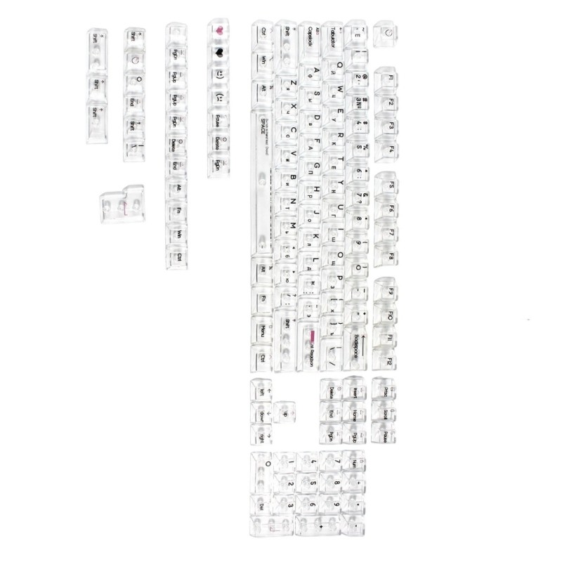 132Keys Russian Crystal Transparents Lettering Keycap Original Profile PC Keycap