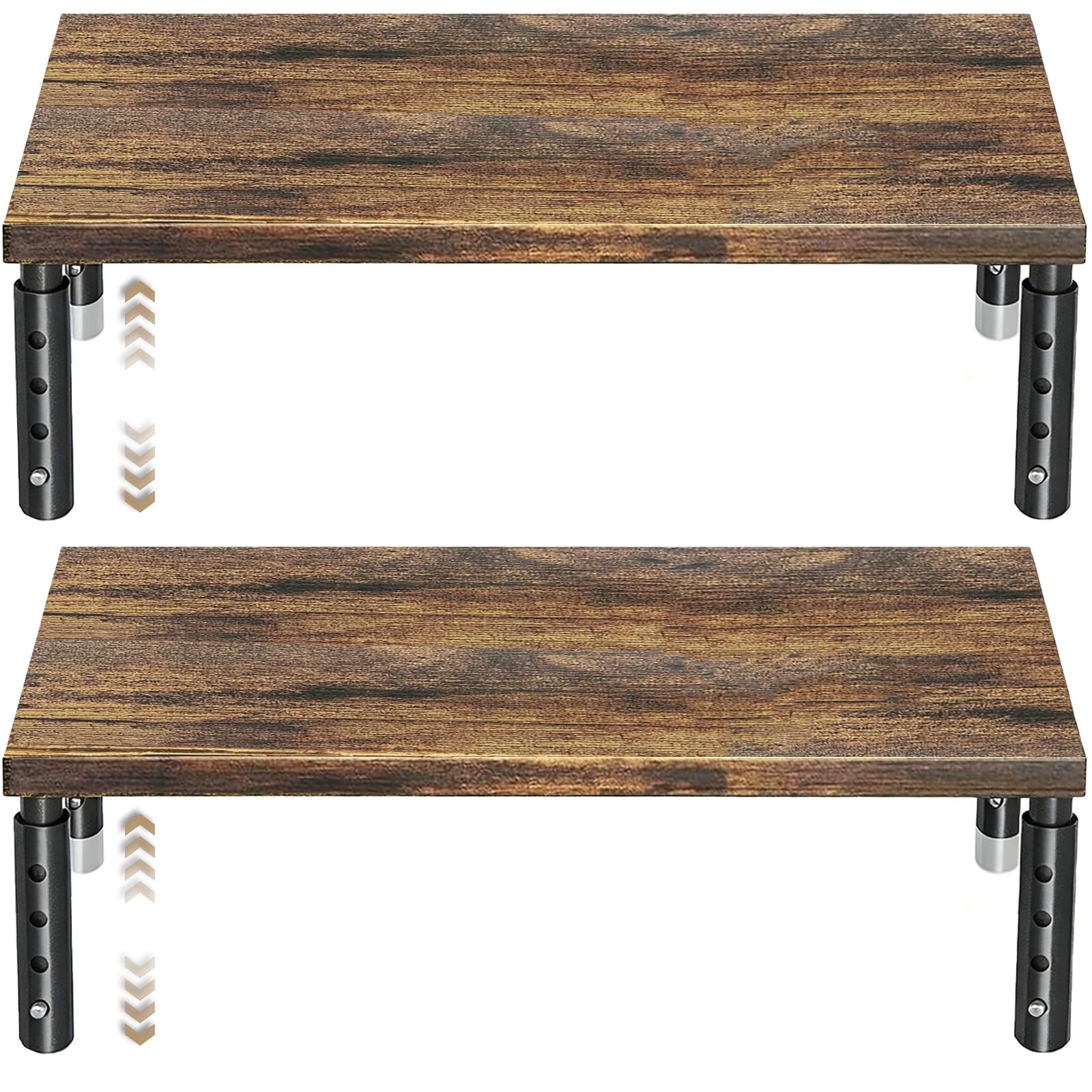 Adjustable Wood Computer Monitor Stand Riser for Desk, Office Desk Organizer ...