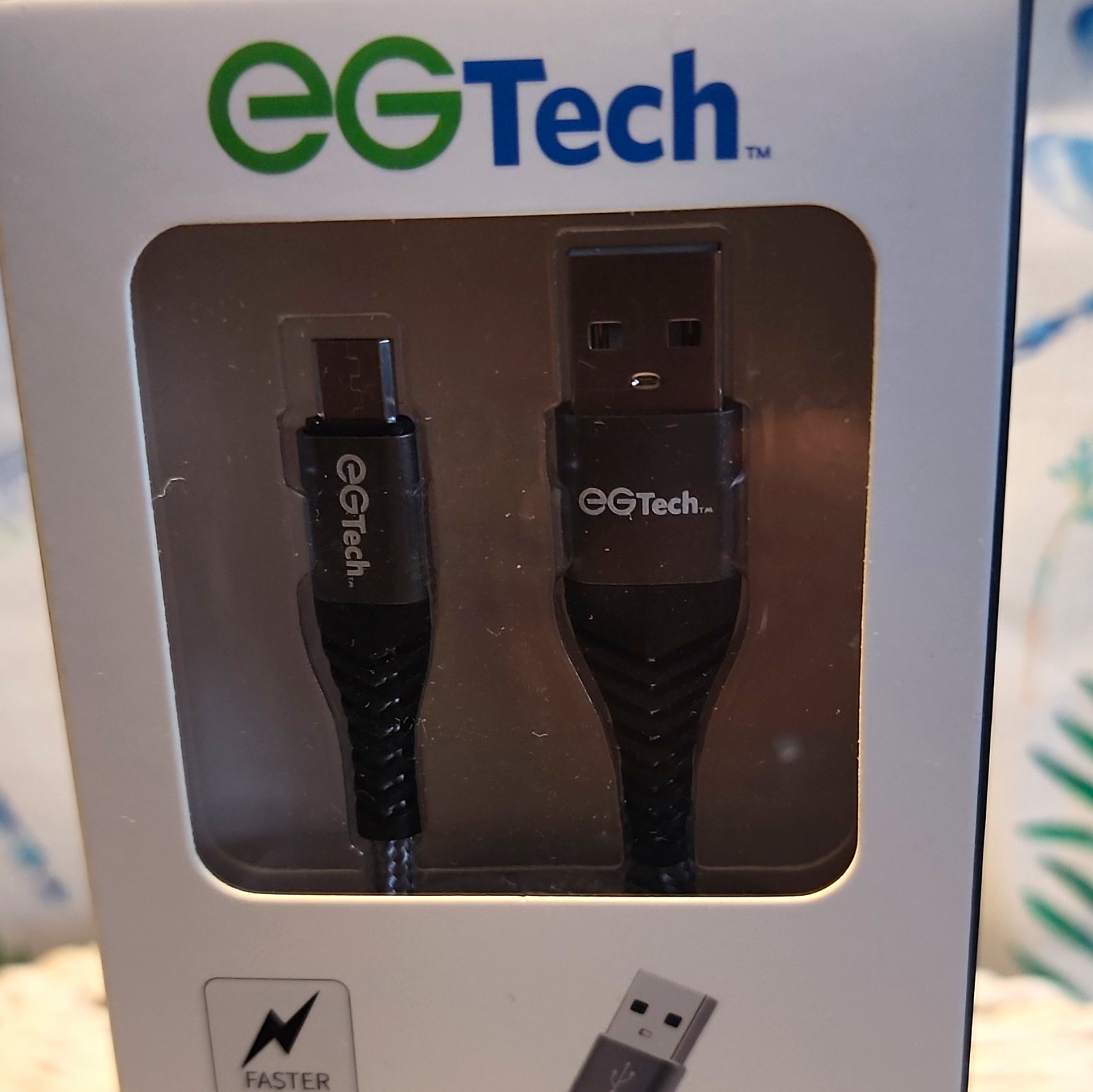eGTech Micro USB to USB Charge/Sync USB Cable 6ft Black Fast Charging 2.4A