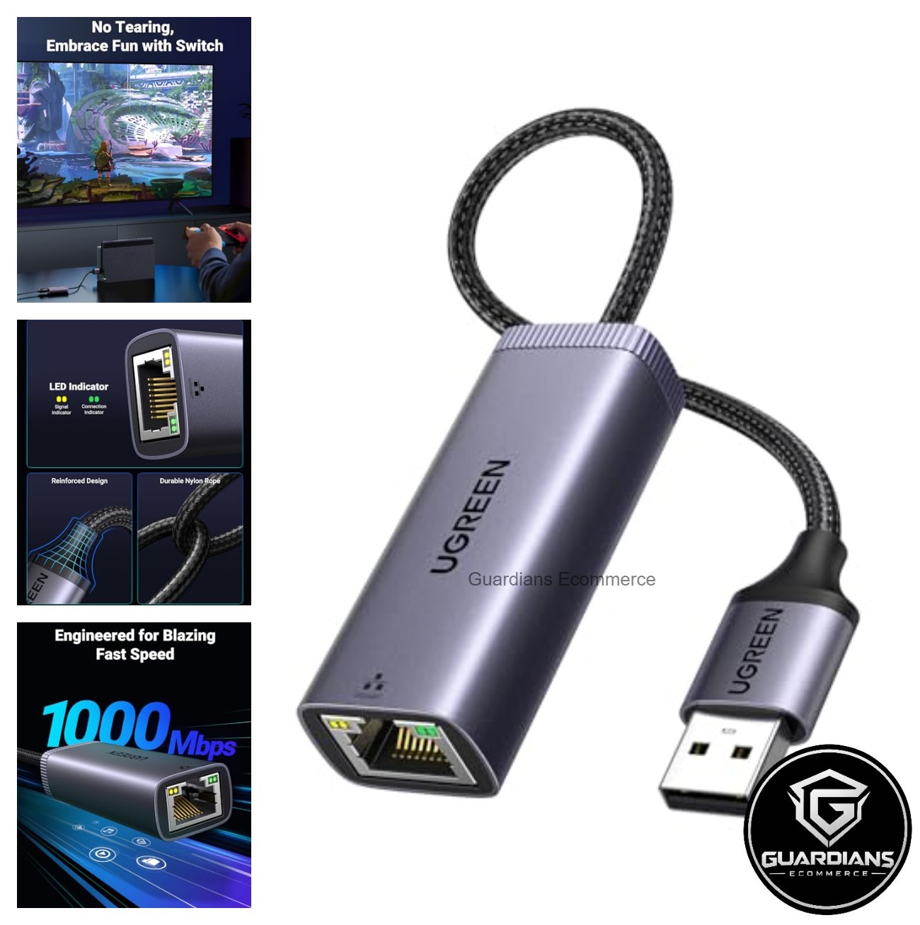 USB to Ethernet Adapter 1000Mbps Gigabit USB 3.0 RJ45 Wired Network Aluminum