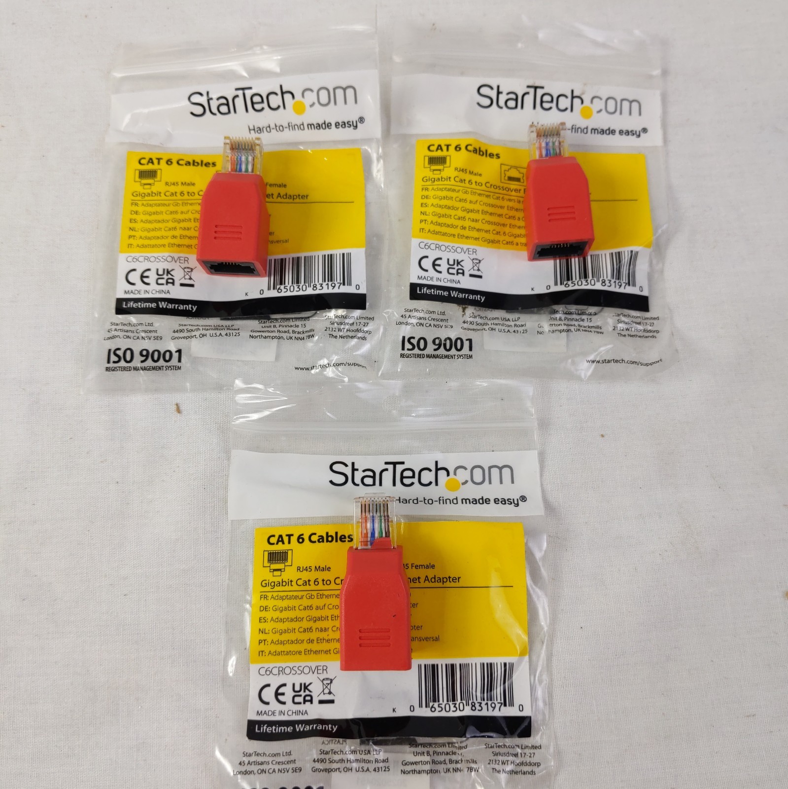 3 Pack StarTech C6CROSSOVER Crossover adapter - RJ-45 (M) - RJ-45 (F) - Gigabit