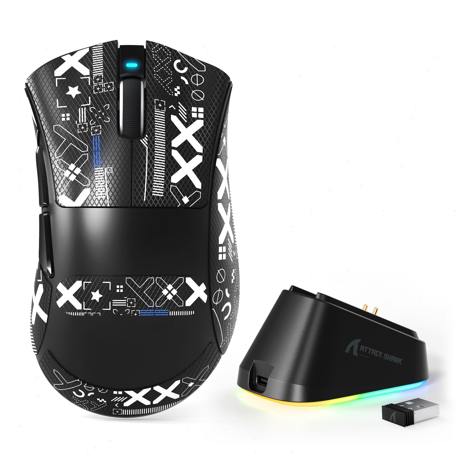 ATTACK SHARK V3PRO Tri‑Mode Gaming Mouse RGB Charging Dock 25000 DPI PAW3311