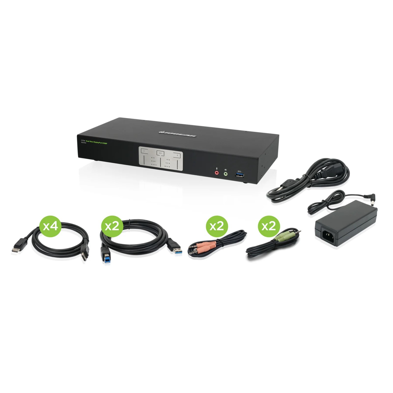 IOGEAR GCS1942 2-Port 4K Dual View DisplayPort KVMP USB 3.0 Hub and Audio (TAA)