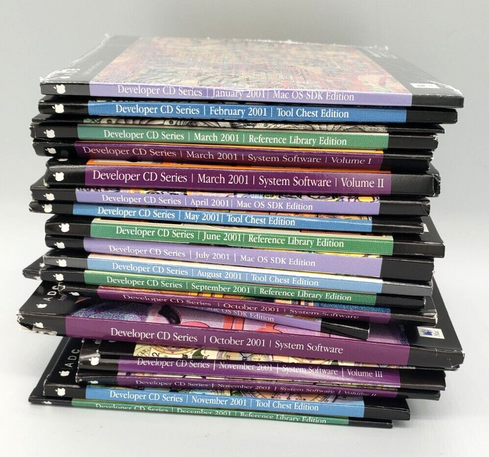 Large Lot Apple Macintosh Developer Connection CD Series 2001 Sealed Software