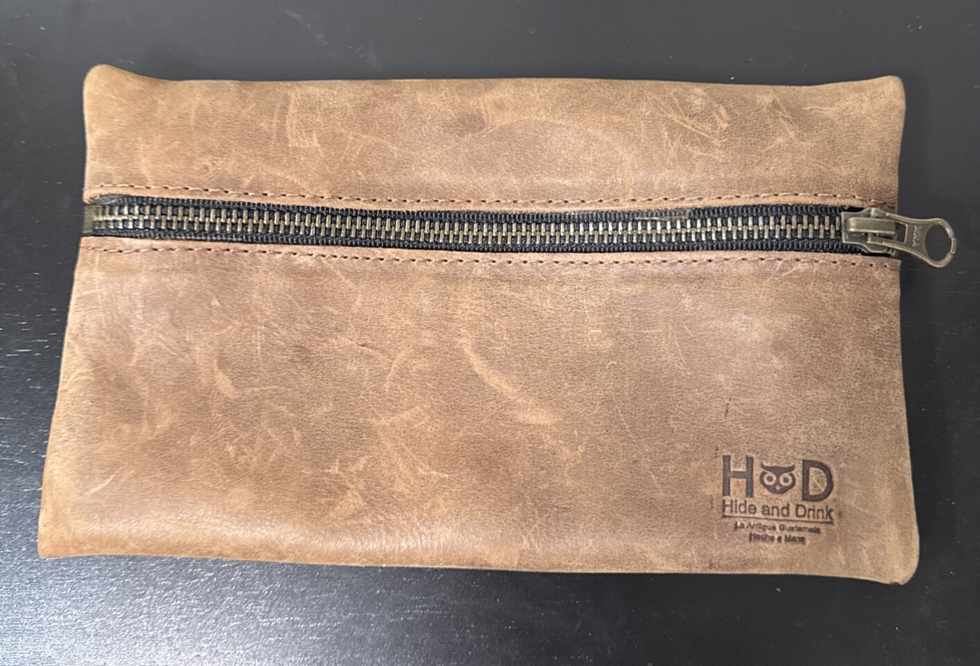 Rustic Leather Utility & Charger Case for MacBook & iPad, Handmade Bourbon Brown