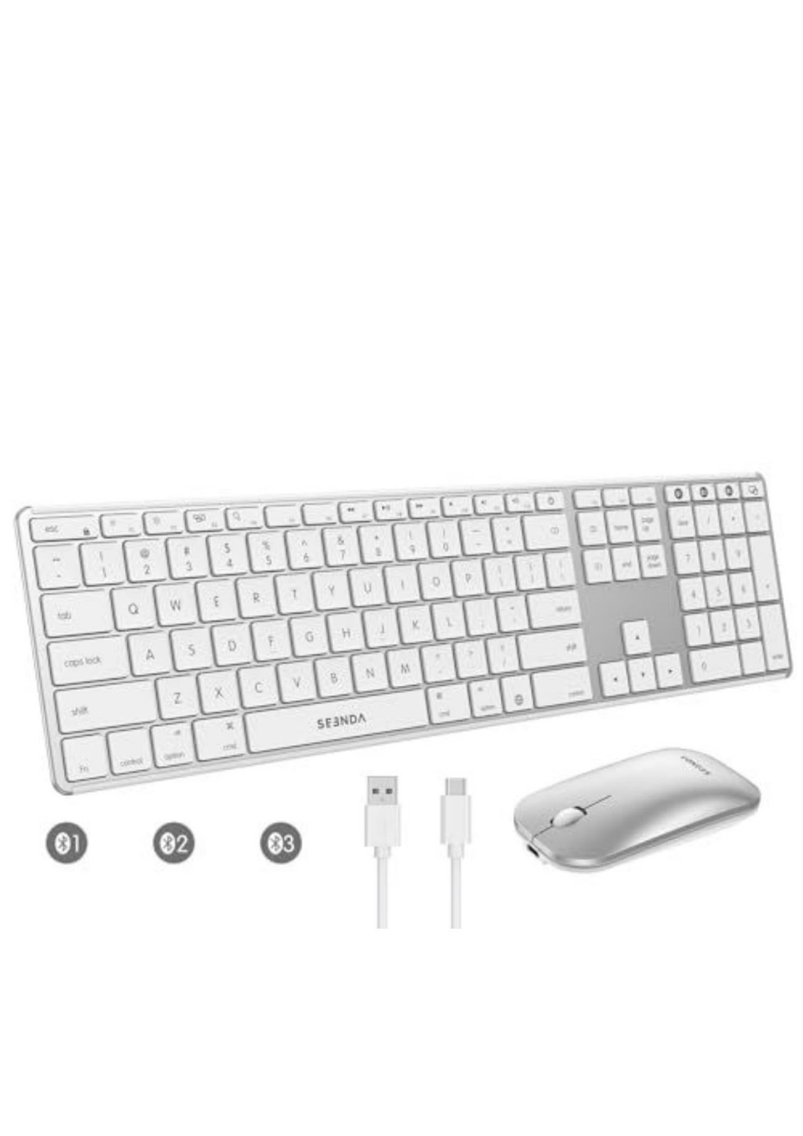 Seenda Wireless Bluetooth Keyboard Mouse  Mac Multi-Device Rechargeable