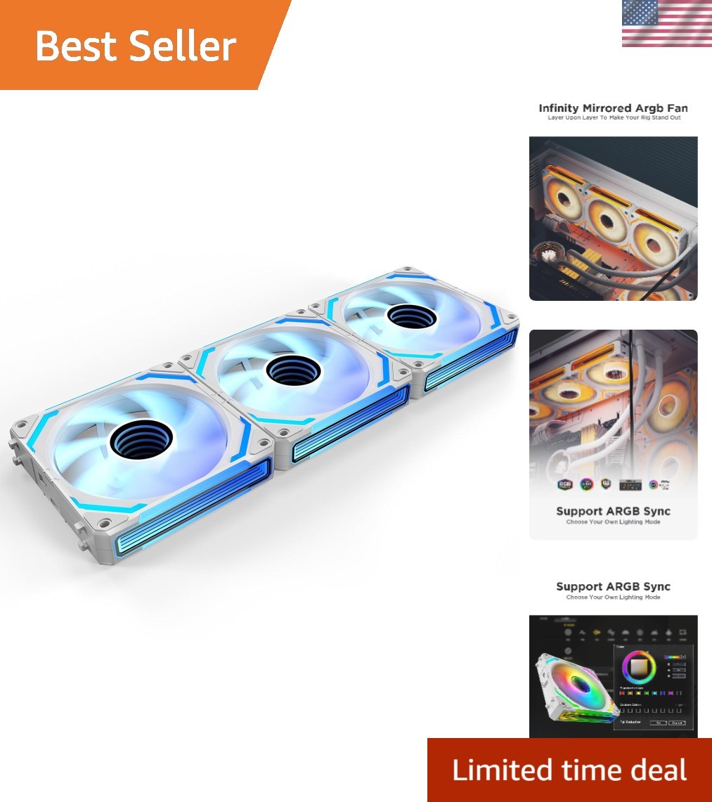 COSMIQ 120mm PC Case Fan, Infinity Mirror FDB 2000 RPM with 5V 3-PIN Connecto...