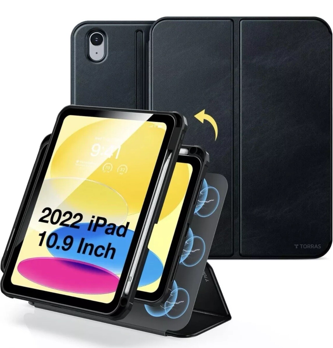 Torras iPad Tablet Case Multi-Angle Magnetically Detach & Combine Freely, Sealed