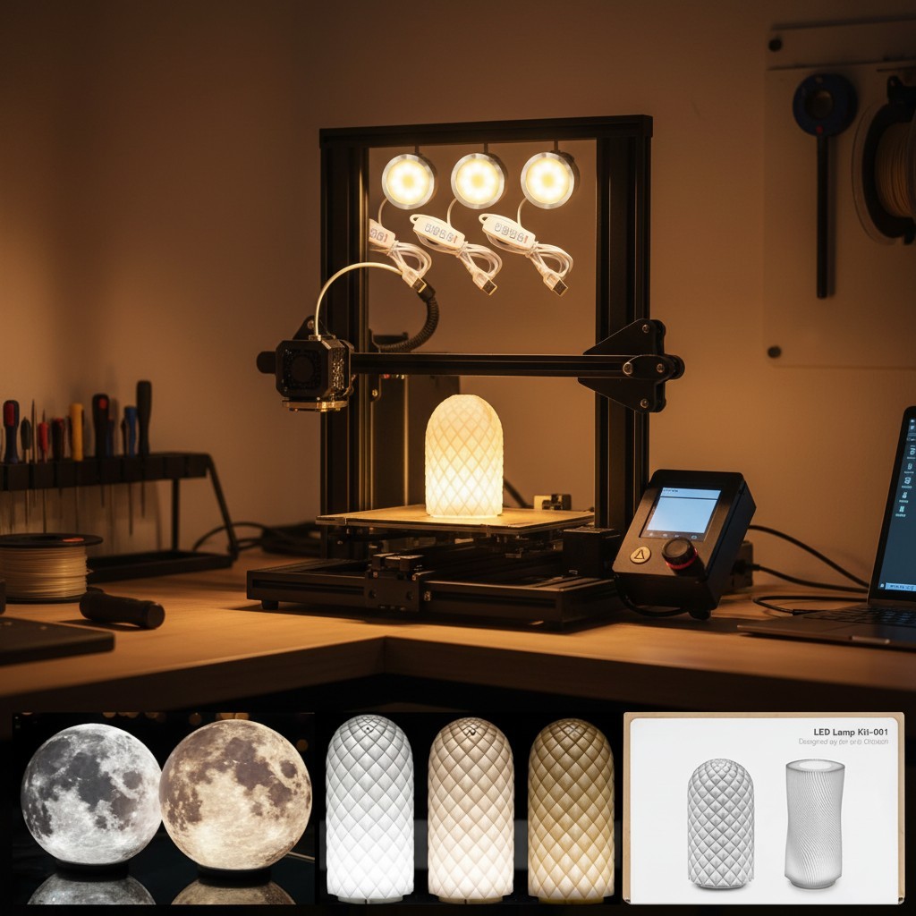 3PCS LED Lamp Kit 001 for Bambu Lab | 5V USB, Adjustable Brightness, Warm White