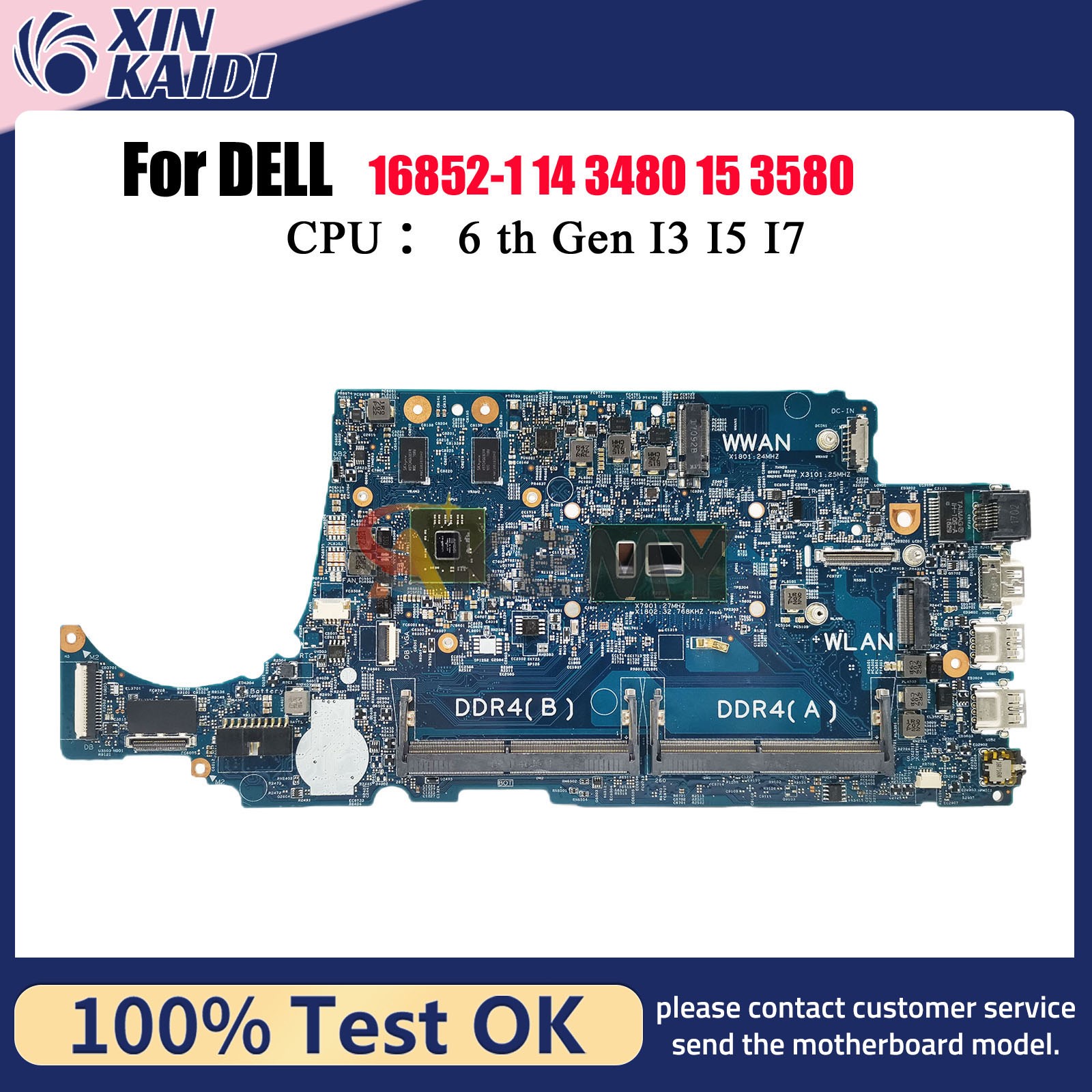 For DELL Latitude 3480 3580 Notebook Mainboard 16852-1 i3 i5 i7 02V63C 004JRR