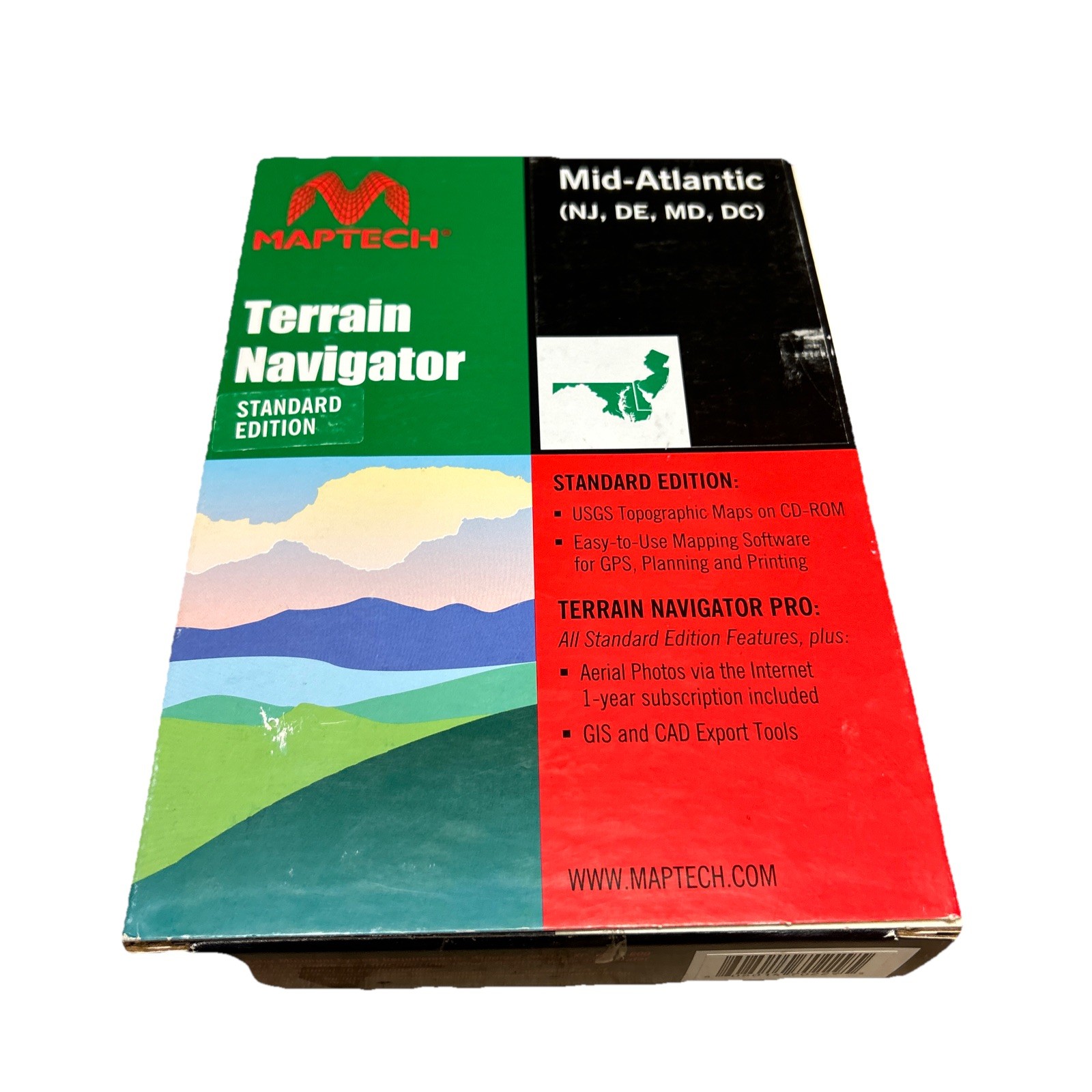 Maptech Mid Atlantic Map Software PC CD-ROM Terrain Navigator Pro NJ DE MD DC