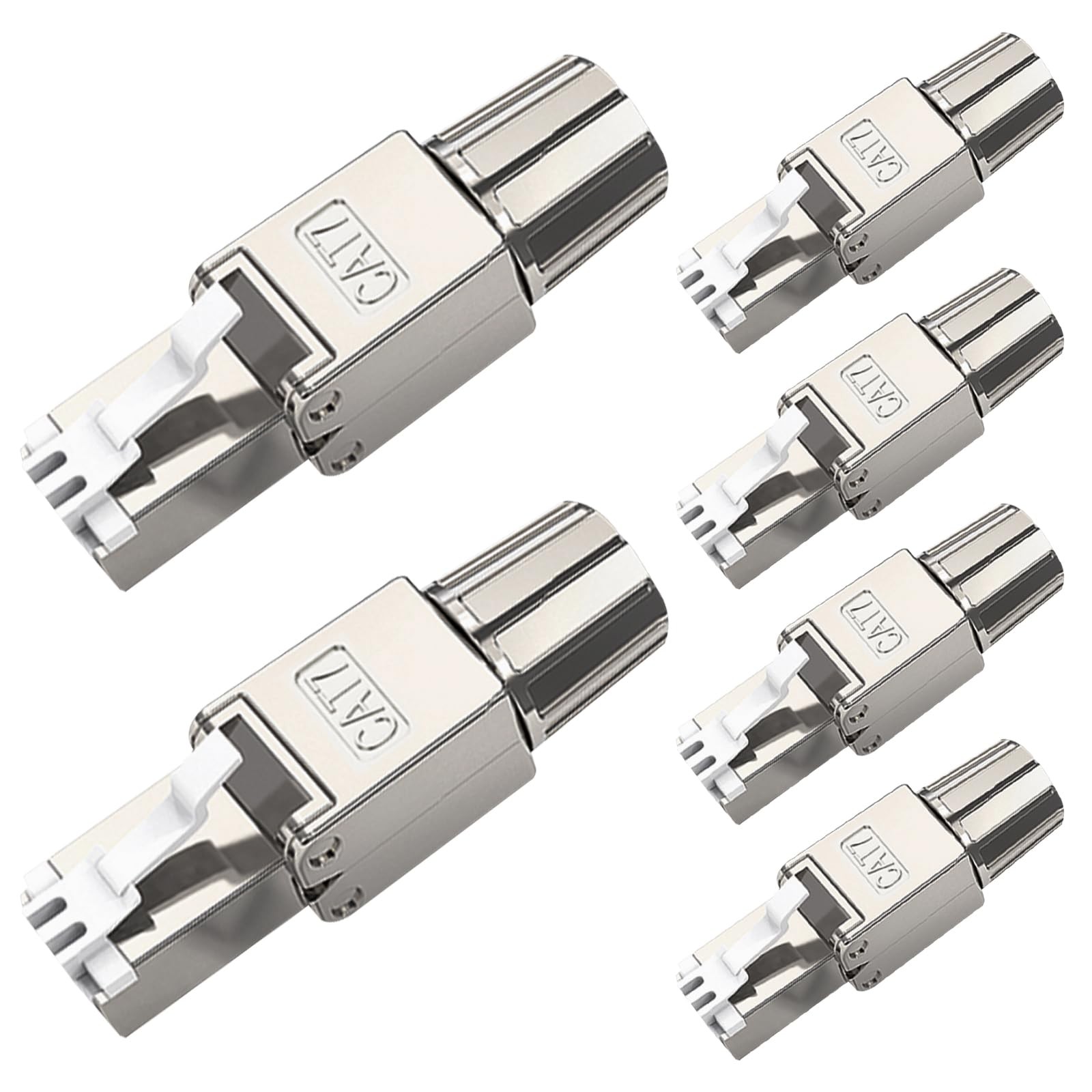 6Pack Cat7 Cat6A RJ45 Connector ToolFree Zinc Alloy Shielded Plugs Kit