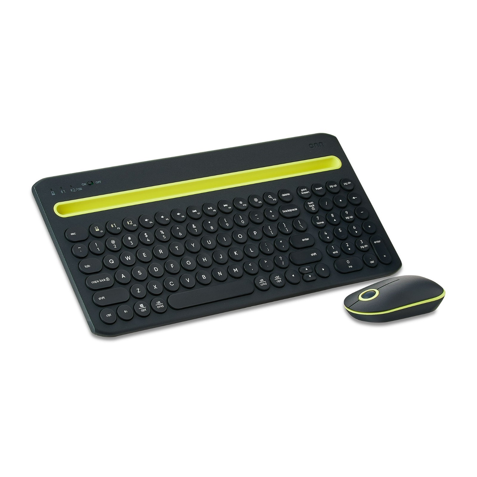 onn Multi-Device Wireless Full-Size Keyboard and 3-Button Mouse Set