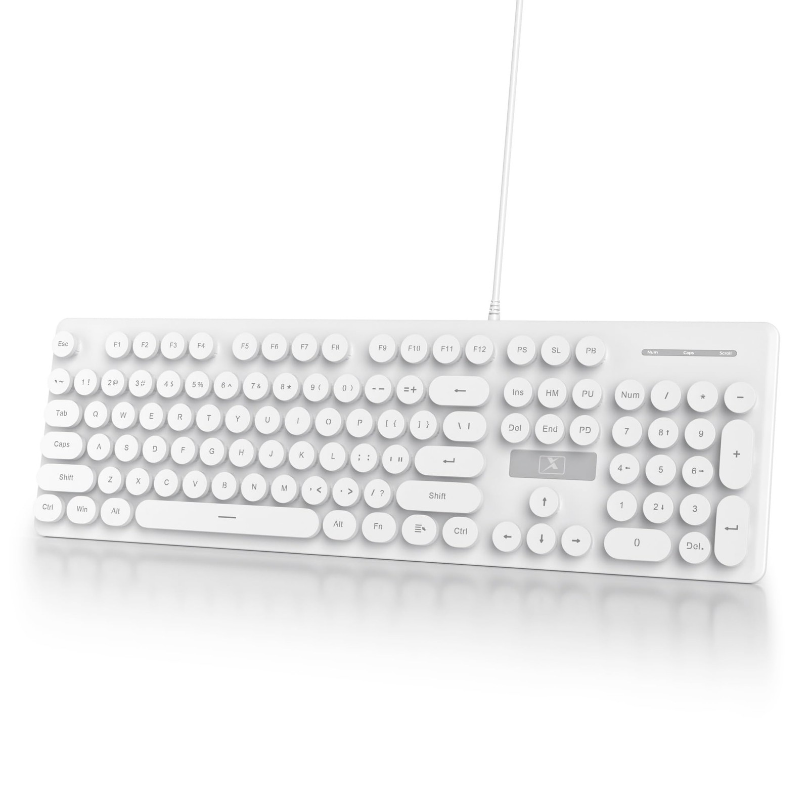 White Wired Retro Computer Keyboard Quiet Typewriter LED Backlit 104Key