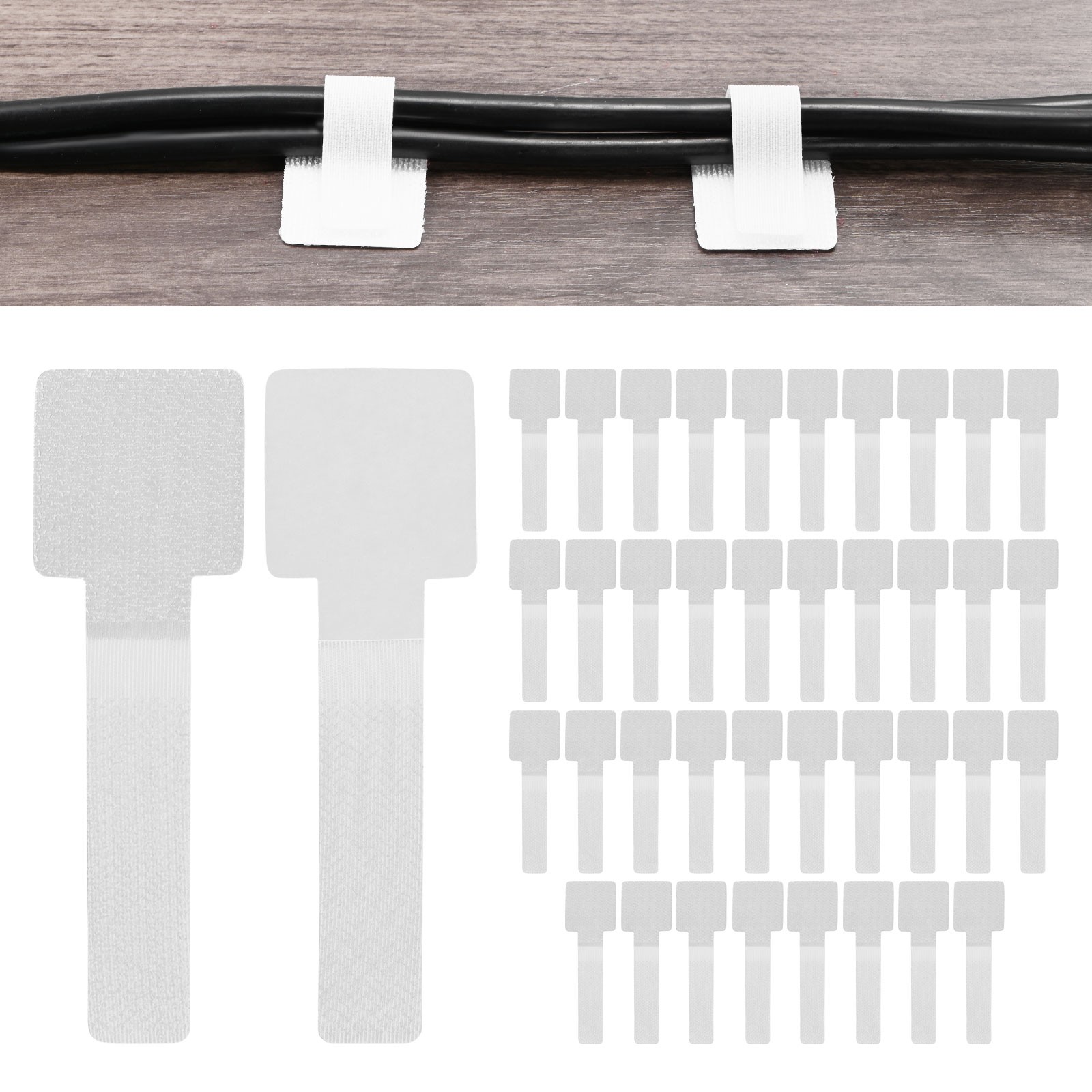 40-Pack Cable Clips, Enhanced Self-Adhesive Cord Straps Organizers [White]