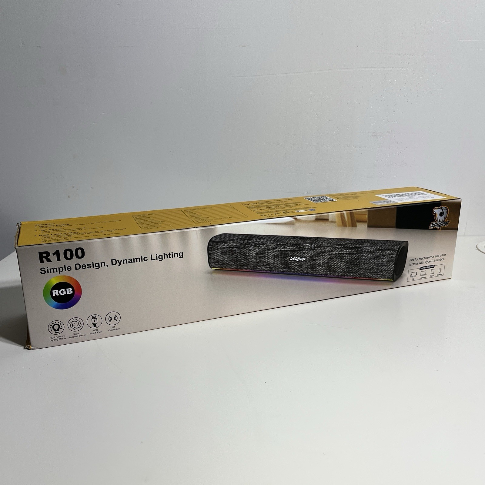 SOULION R100 Bluetooth Computer Speaker with Dynamic LED Light, USB Plug & Play