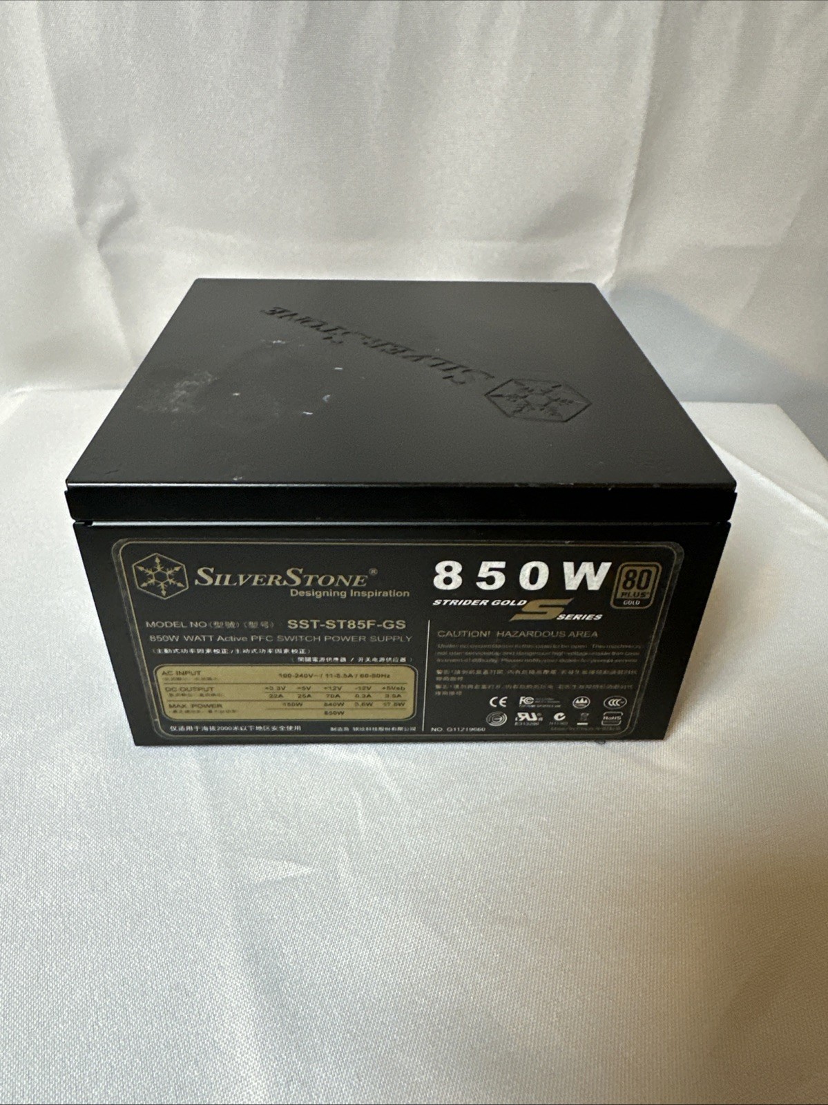 SilverStone SST-ST85F-GS 80 Plus Gold 850W Power Supply ATX -TestsGood No Cables