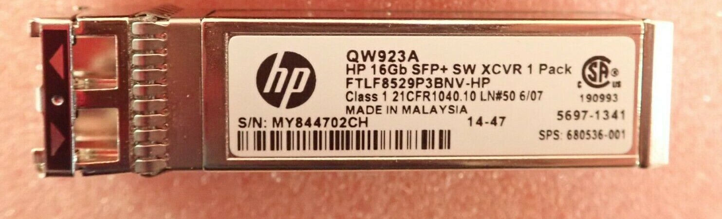 HP QW923A Finisar 16Gb FC SFP+ Transceiver Module FTLF8529P3BNV-HP 680536-001