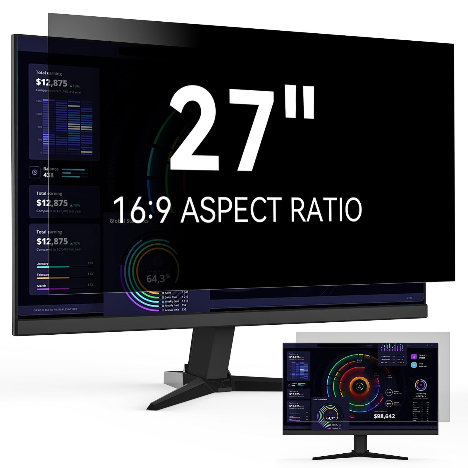 27 Inch Privacy Screen for Computer Monitor 16:9 Aspect Ratio