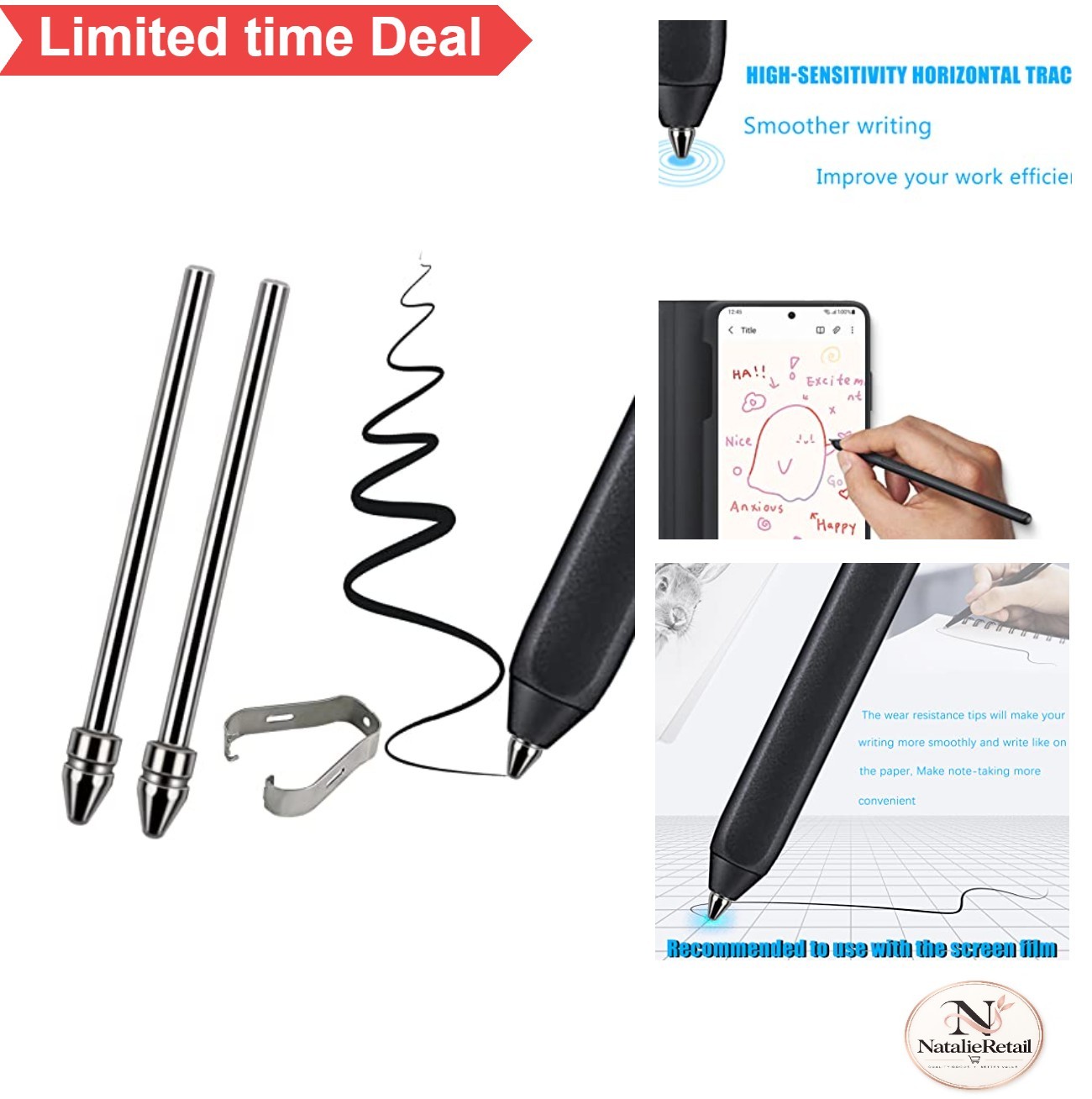 Stylus Pen Nibs 2 Pcs Titanium Fine Point Replacement Tips for eReader Tablet