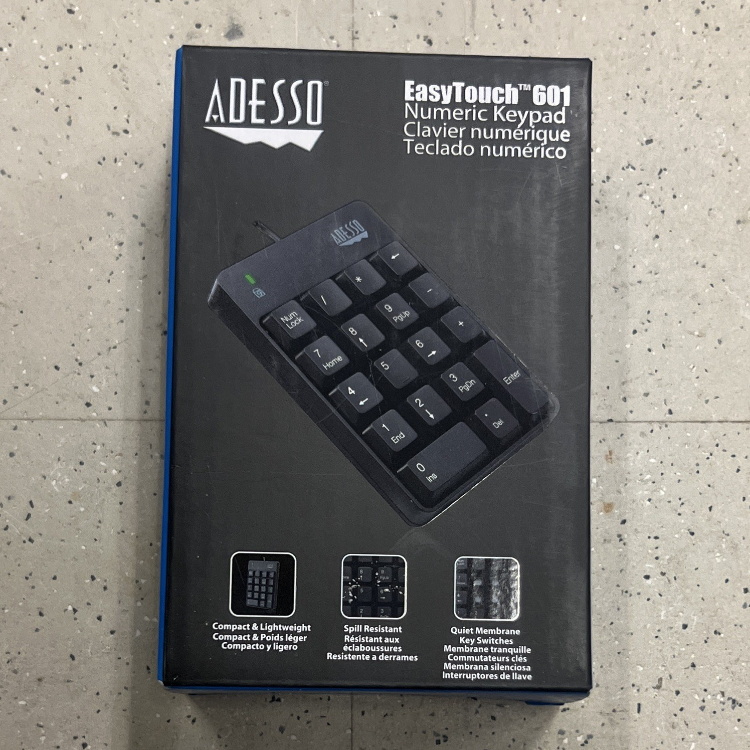 Adesso EasyTouch 601 USB Numeric Keypad Black Quiet Spill Resistant AKB-601UB