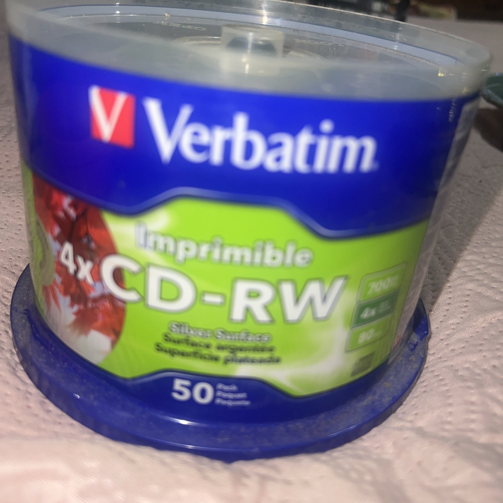 Verbatim 12x CD-RW Printable Rewritable Disc 700 MB/ 80 min Silver x-50 Spindle