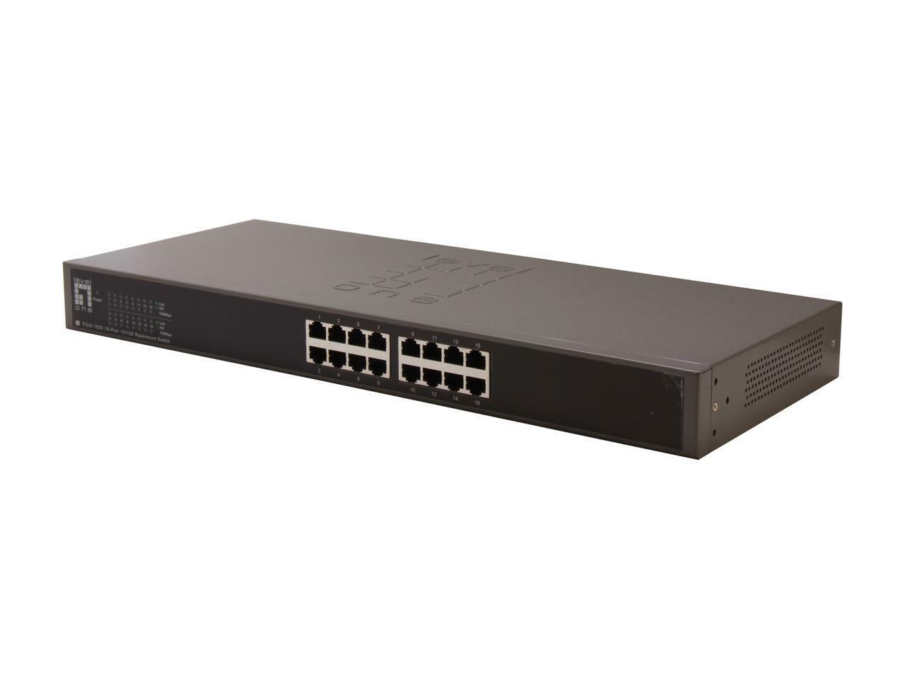 LevelOne FSW-1650 16-Port 10/100 Unmanaged 19" Rack Mountable Switch