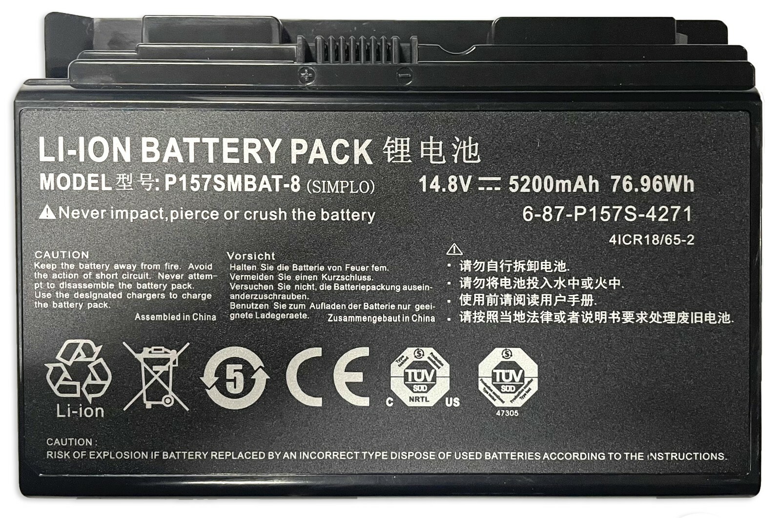 Original P157SMBAT-8 Laptop Battery For CLEVO Terransforce P157S P157SM P177SM-A