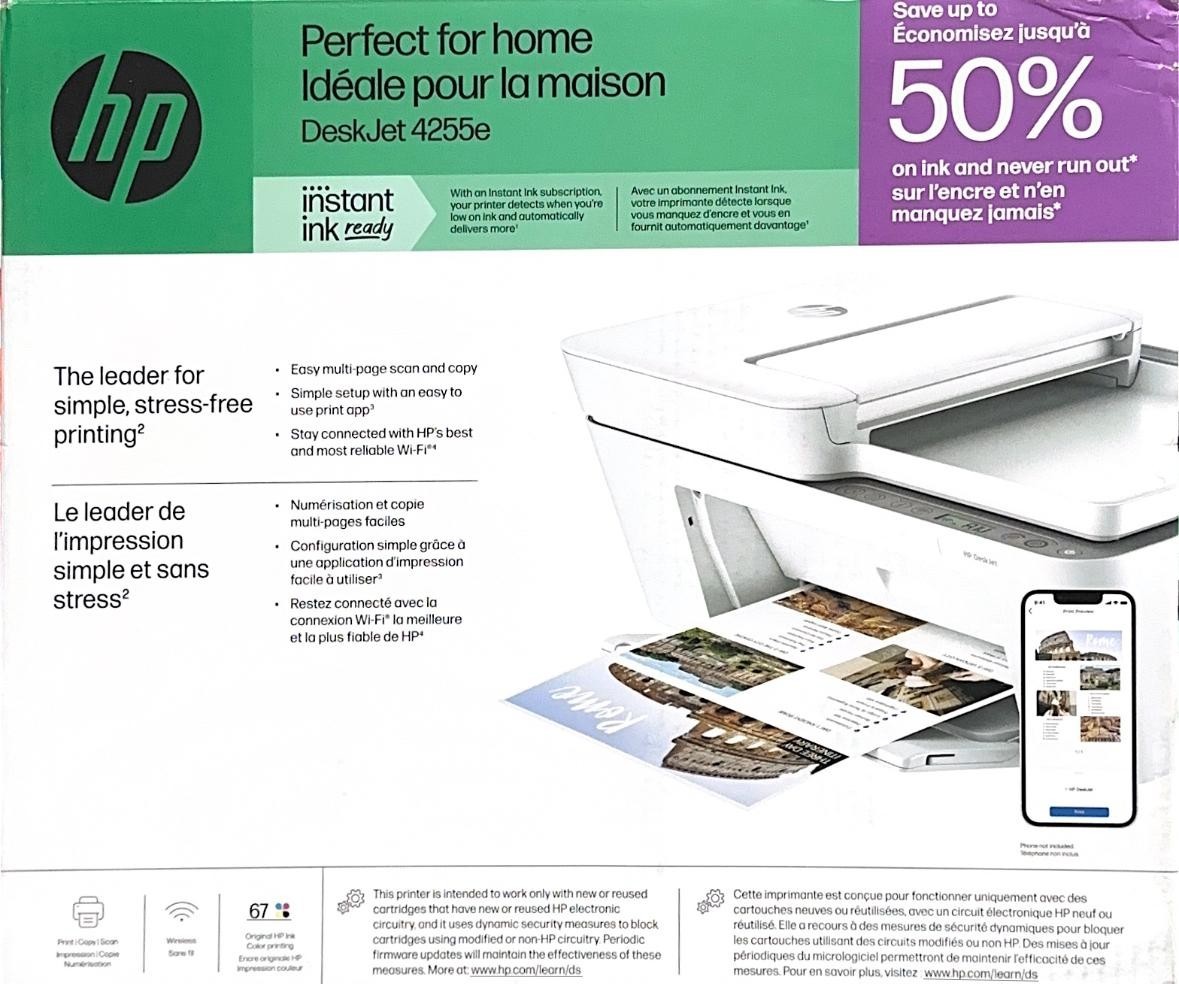 HP DeskJet 4255e Wireless All-in-One Color Printer Scanner