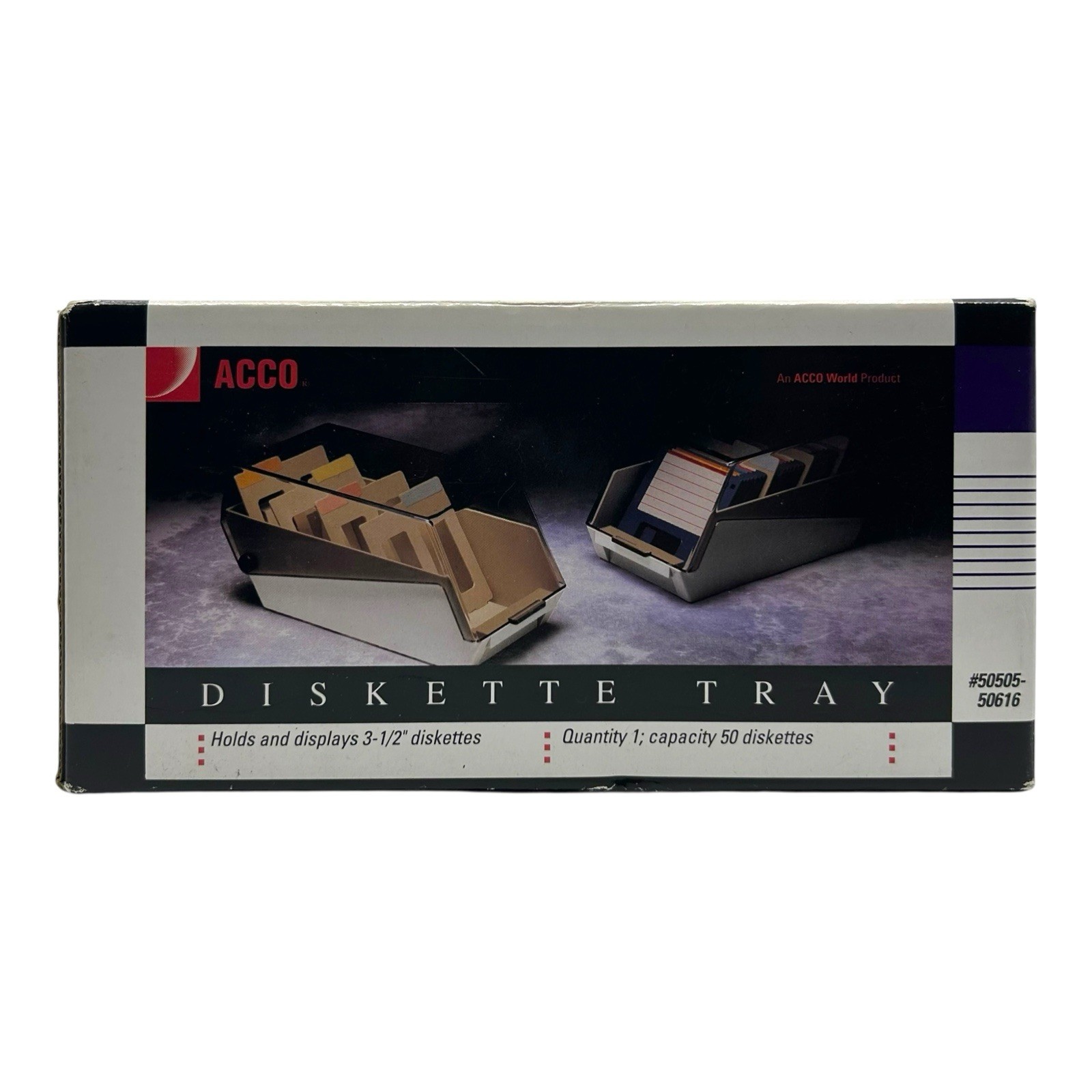 Acco 3.5" Floppy Disk Holder Diskette Filing Tray Storage Box New NOS Vintage