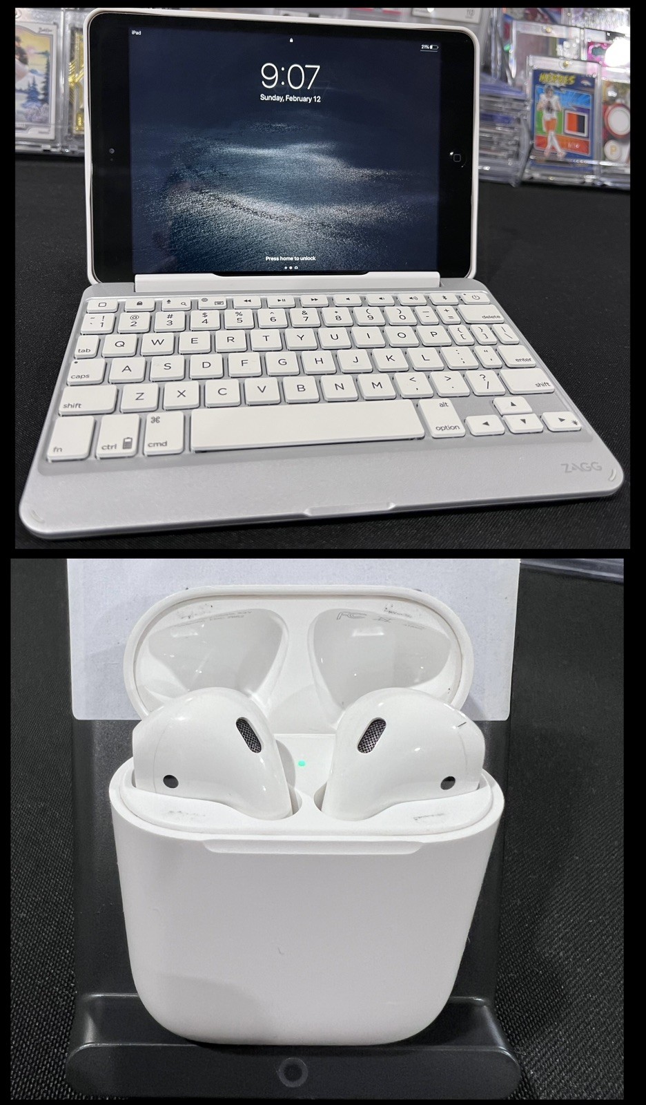 Apple iPad Mini 2 / Air Pods & ZAGG Slim Book Keyboard Case Bundle MINT AMAZING