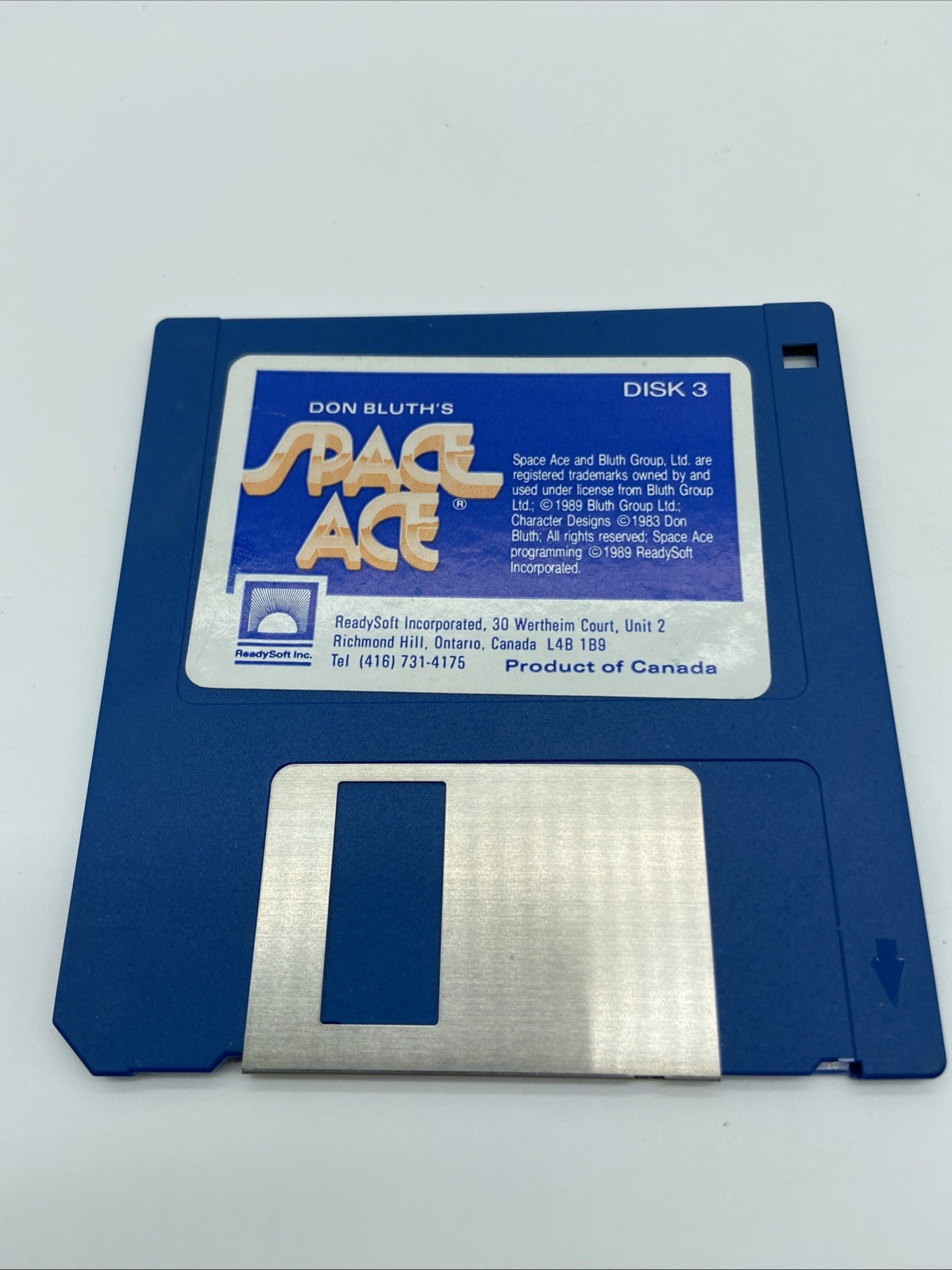 1989 Space Ace Disk 3 VTG Floopy Disk Untested 