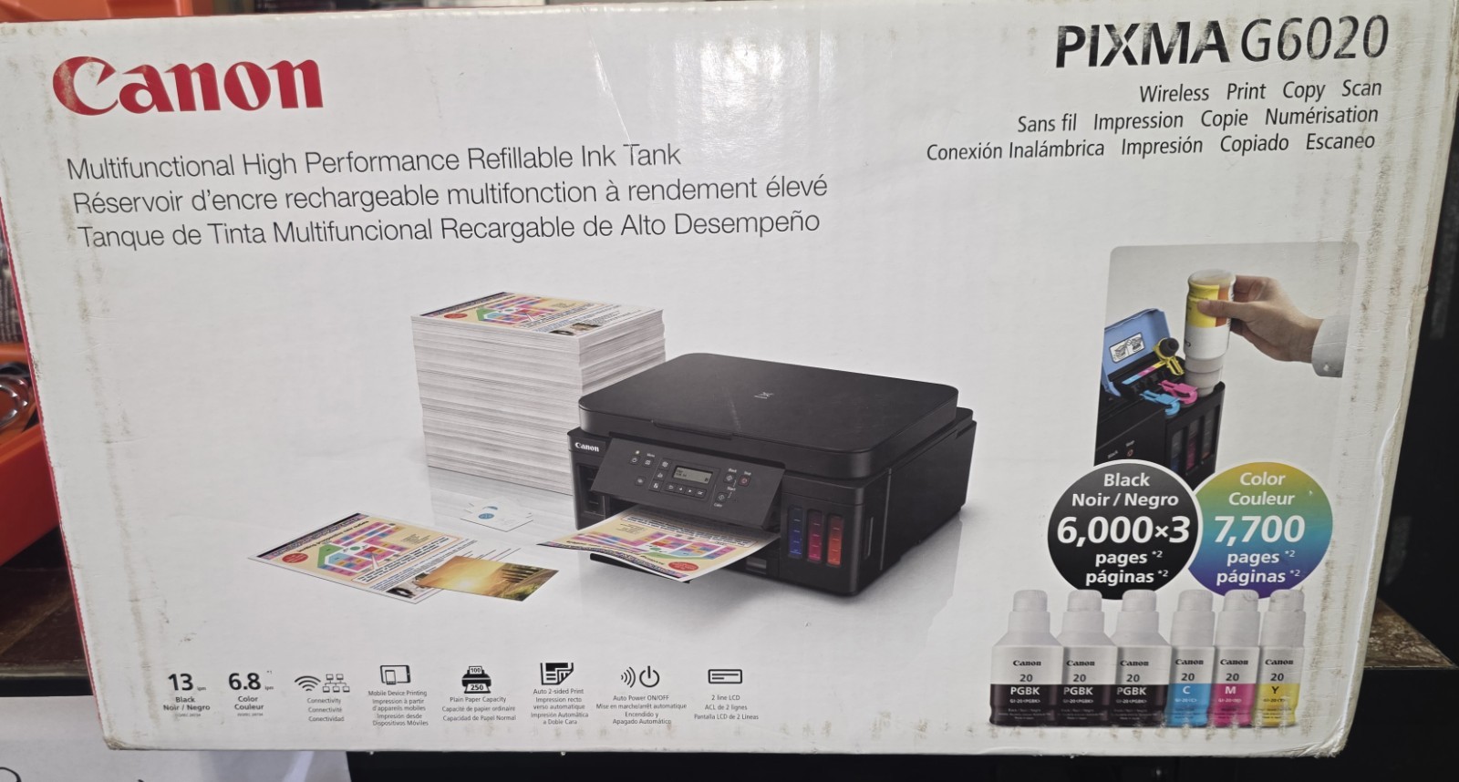 Canon PIXMA G6020 MegaTank Wireless All-In-One Printer Print Scan Copy Unopened