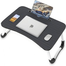 Portable Lap Desk Bed Table Tray Foldable Laptop Stand Cup Holder Black picture