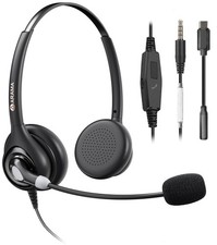 Cell Headset with Mic, 3.5mm Wired, USB-Adapter picture
