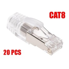 20 PCS CAT8 RJ45 Network Ethernet Shielded Plug Cable Connector End w/Clear Boot picture