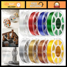 250g Multicolor Silk PLA 3D Printer Filament 1.75mm, Glossy Shine, 8 Rolls, Gold picture