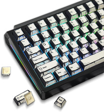 Funhub Retro PBT Keycaps - White 137 Keycaps Set for Full Size Mechanical Keyboa picture