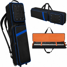 88 Key Keyboard Case with Wheels, Padded Rolling Gig Bag for Piano 53