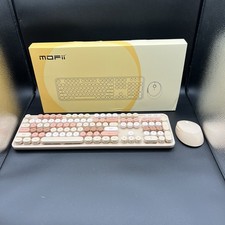 MOFII Sweet Wireless Keyboard Mouse Combo Milk Tea 2.4GHz Retro picture