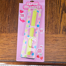 A&G Laptop Organizer Adhesive Back Smiley Pattern Pink/Yellow Fits 10 in picture