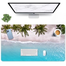 Blue Summer Beach Mouse Pad Large Gaming Turquoise Ocean Desk 31.5x15.7 Inch picture