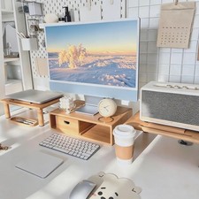 Dual Monitor Stand Riser with Storage Drawer for Desk, Laptop & Screen Setup picture