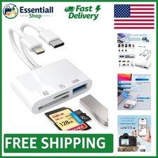 Compact USB C Dual Port Card Reader for Quick Transfers - iOS & Mac Compatible picture