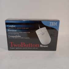 Vintage IBM Two Button Wired Computer Mouse White PS/2 Connector Brand New  picture