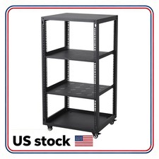 2 Shelves 12U/15U/20U Open Frame Server Rack with Casters Wall/Floor for IT AV picture